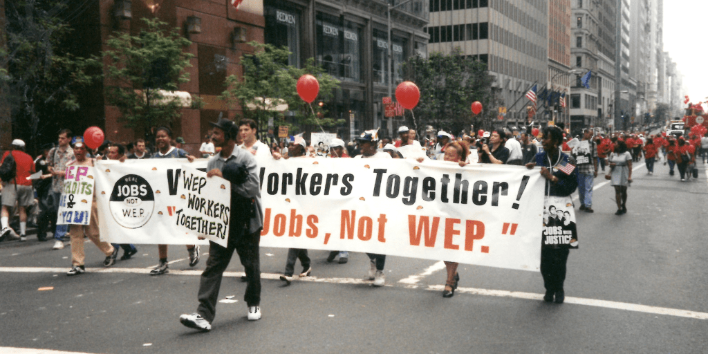 WEP Workers Together marching in New York City’s Labor Day parade.